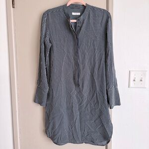 Equipment Navy and White Striped Long Sleeve Shirt Dress